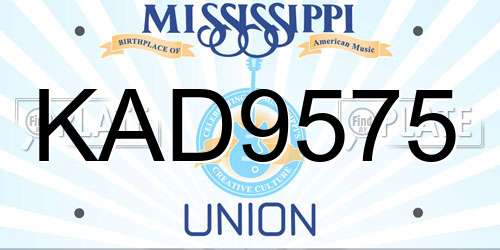 KAD9575 Mississippi License Plate