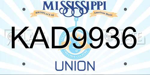 KAD9936 Mississippi License Plate