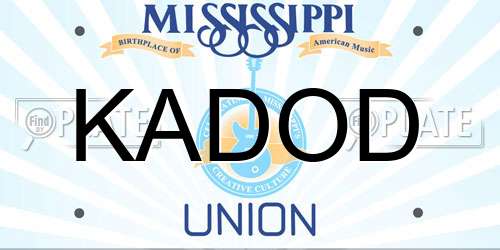 KADOD Mississippi License Plate