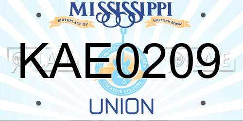 KAE0209 Mississippi License Plate
