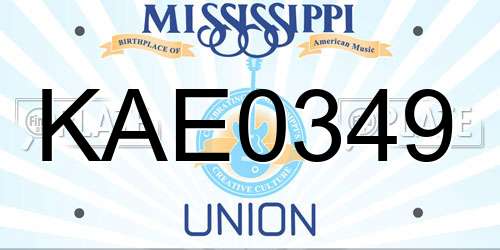KAE0349 Mississippi License Plate