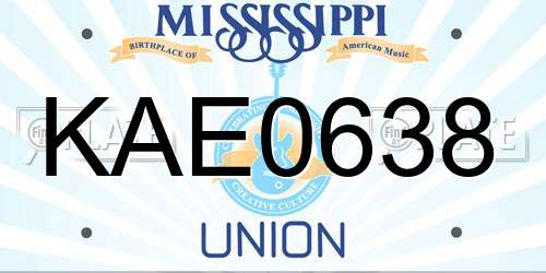 KAE0638 Mississippi License Plate