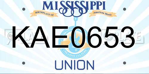 KAE0653 Mississippi License Plate