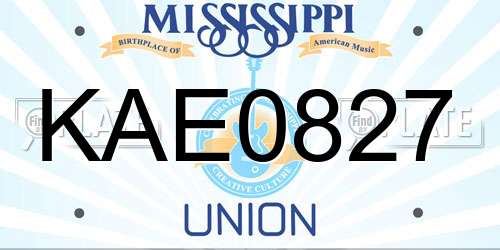 KAE0827 Mississippi License Plate