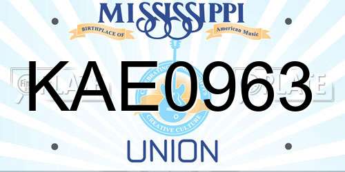 KAE0963 Mississippi License Plate