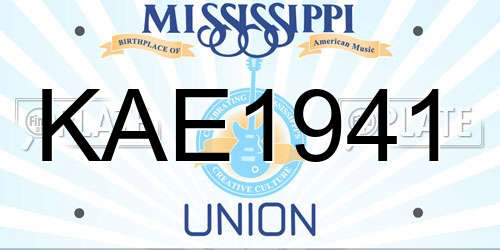 KAE1941 Mississippi License Plate