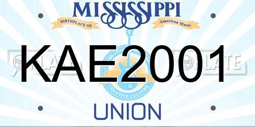 KAE2001 Mississippi License Plate