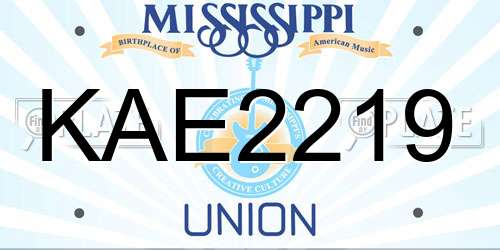KAE2219 Mississippi License Plate