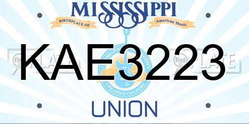 KAE3223 Mississippi License Plate