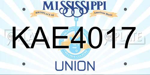 KAE4017 Mississippi License Plate