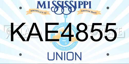 KAE4855 Mississippi License Plate