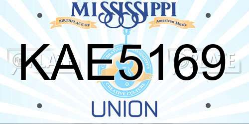 KAE5169 Mississippi License Plate