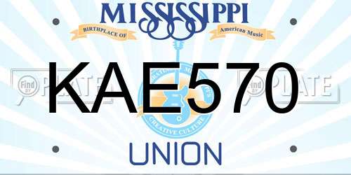 KAE570 Mississippi License Plate