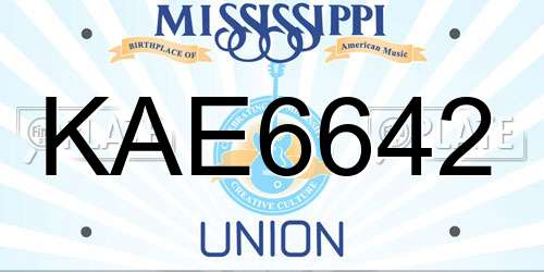 KAE6642 Mississippi License Plate