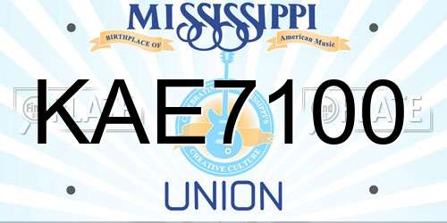 KAE7100 Mississippi License Plate