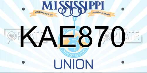 KAE870 Mississippi License Plate