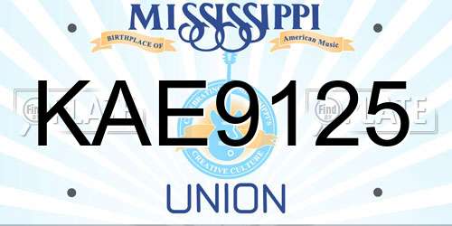 KAE9125 Mississippi License Plate