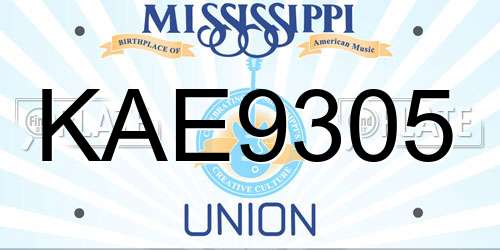 KAE9305 Mississippi License Plate