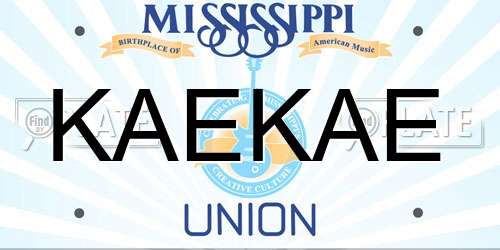 KAEKAE Mississippi License Plate