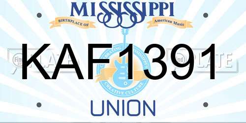KAF1391 Mississippi License Plate