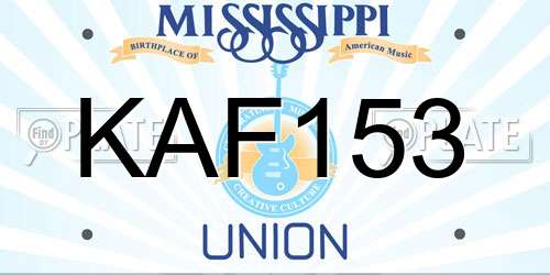 KAF153 Mississippi License Plate