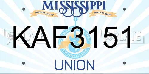 KAF3151 Mississippi License Plate