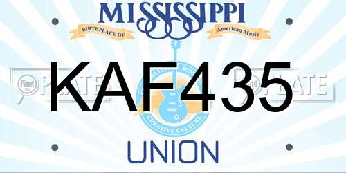 KAF435 Mississippi License Plate