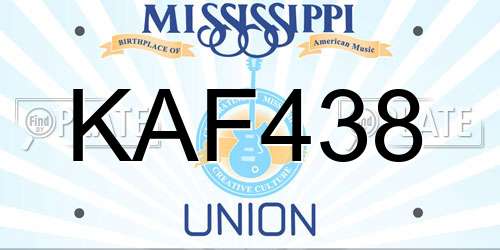 KAF438 Mississippi License Plate