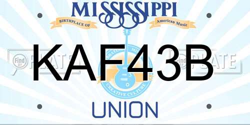 KAF43B Mississippi License Plate