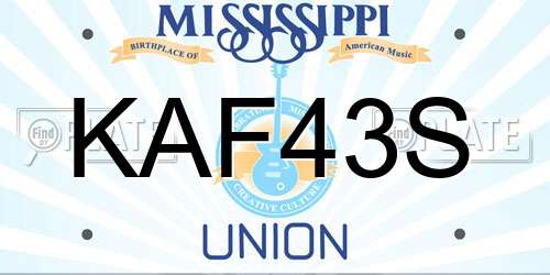 KAF43S Mississippi License Plate