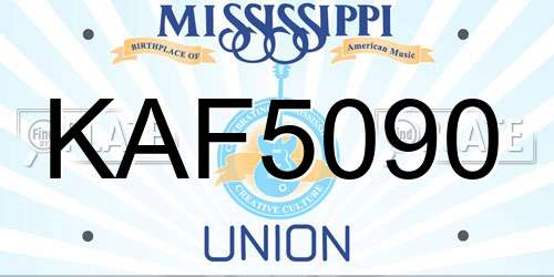 KAF5090 Mississippi License Plate