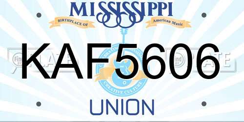 KAF5606 Mississippi License Plate