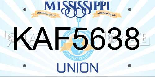 KAF5638 Mississippi License Plate