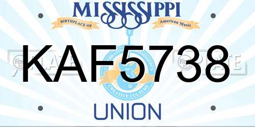 KAF5738 Mississippi License Plate