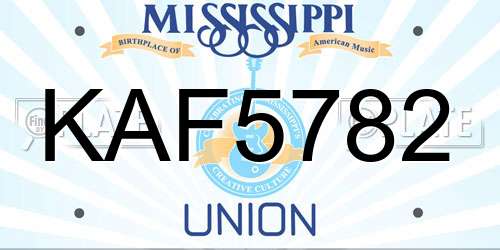 KAF5782 Mississippi License Plate