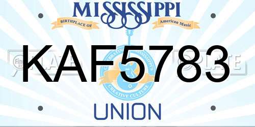 KAF5783 Mississippi License Plate