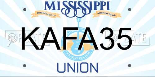 KAFA35 Mississippi License Plate
