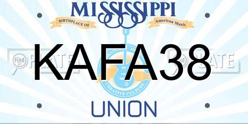 KAFA38 Mississippi License Plate