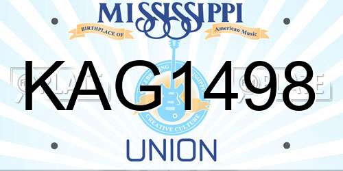 KAG1498 Mississippi License Plate