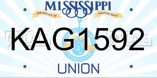 KAG1592 Mississippi License Plate