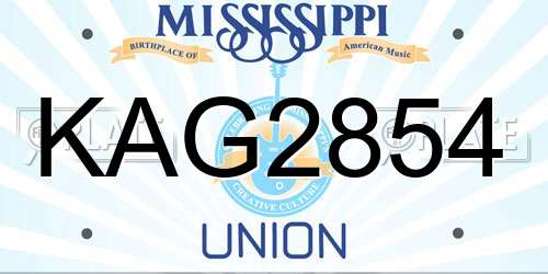 KAG2854 Mississippi License Plate