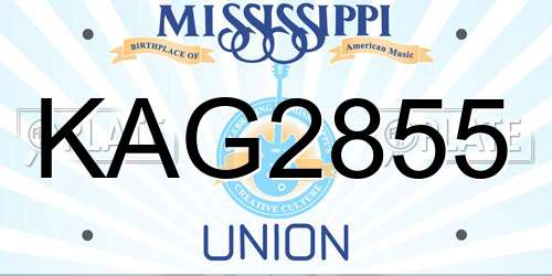 KAG2855 Mississippi License Plate