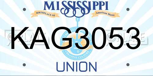 KAG3053 Mississippi License Plate