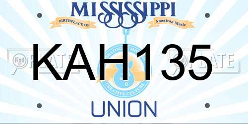 KAH135 Mississippi License Plate