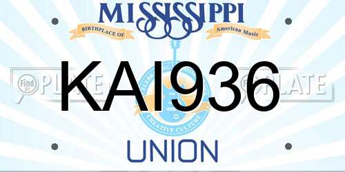 KAI936 Mississippi License Plate