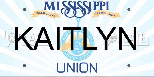 KAITLYN Mississippi License Plate