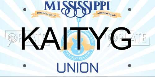 KAITYG Mississippi License Plate