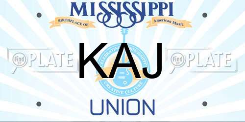 KAJ Mississippi License Plate