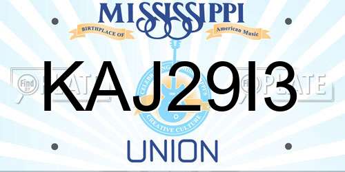 KAJ29I3 Mississippi License Plate