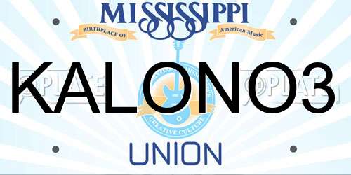 KALONO3 Mississippi License Plate